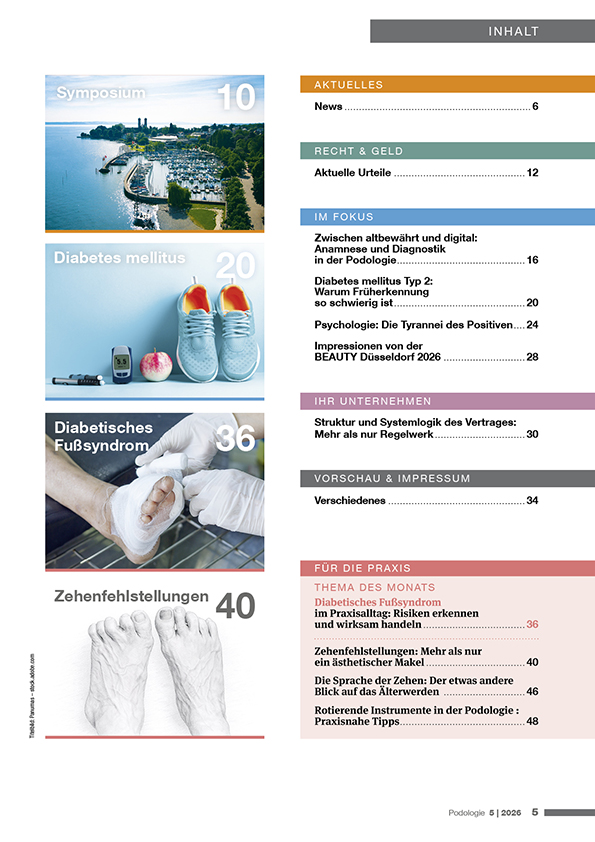 Podologie_05_2026_Ausgabe_A_INHALT podologie-inhaltsverzeichnis-5/2026